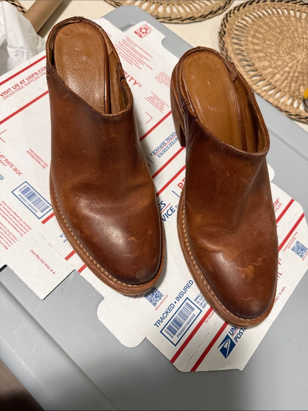 Frye Brown Leather Women's Mule Clogs